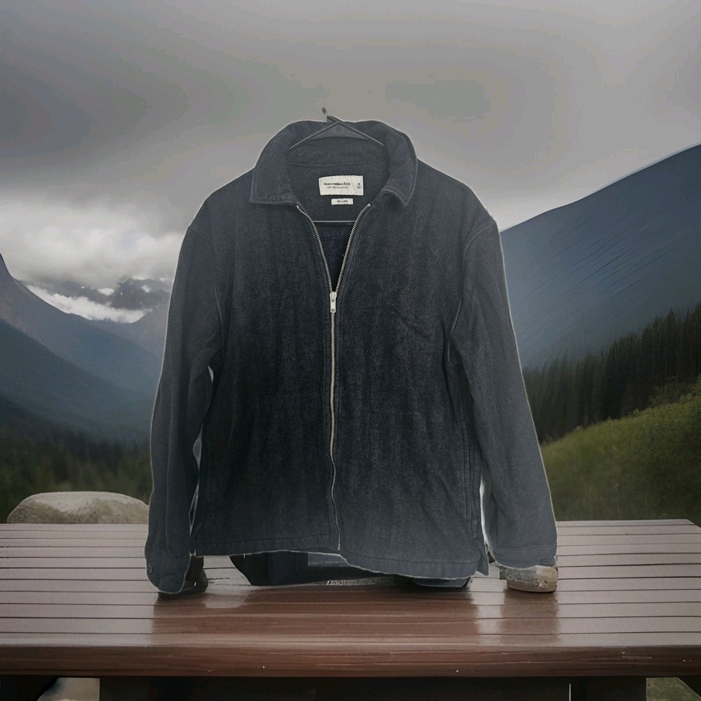 Abercrombie & Fitch Mens Soft A&F Collection Cotton Relaxed Zip‎ Jacket Sz Med